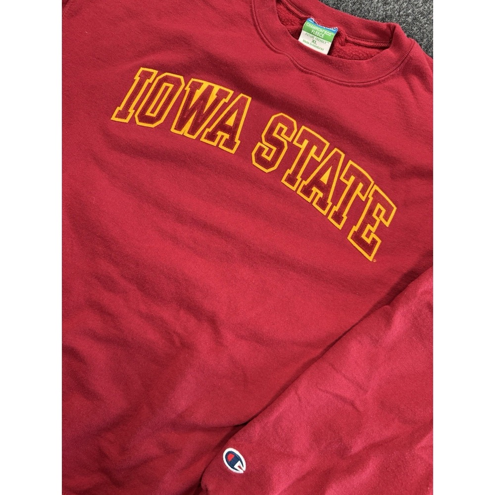 Champion Iowa State Crewneck Sweatshirt Red Spell Out Pullover XL